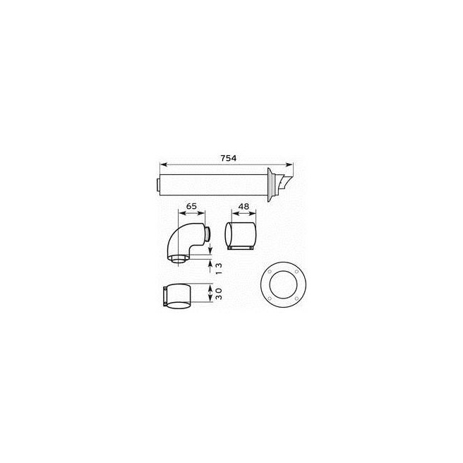 TERMINAL HORIZONTAL+COUDE VAILLANT PP/ALU 60/100