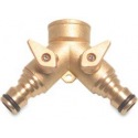 ROBINET 3 VOIES AVEC 2 ROBINETS LAITON