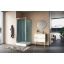 CABINE DE DOUCHE SANSWISS MODULR 80 X 80 PORTE PIVOTANTE AVEC MITIGEUR ET RAMPE DE DOUCHE MONTAGE EN ANGLE