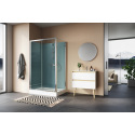 CABINE DE DOUCHE SANSWISS MODULR 100 X 80 PORTE COULISSANTE AVEC MITIGEUR ET RAMPE DE DOUCHE MONTAGE EN ANGLE