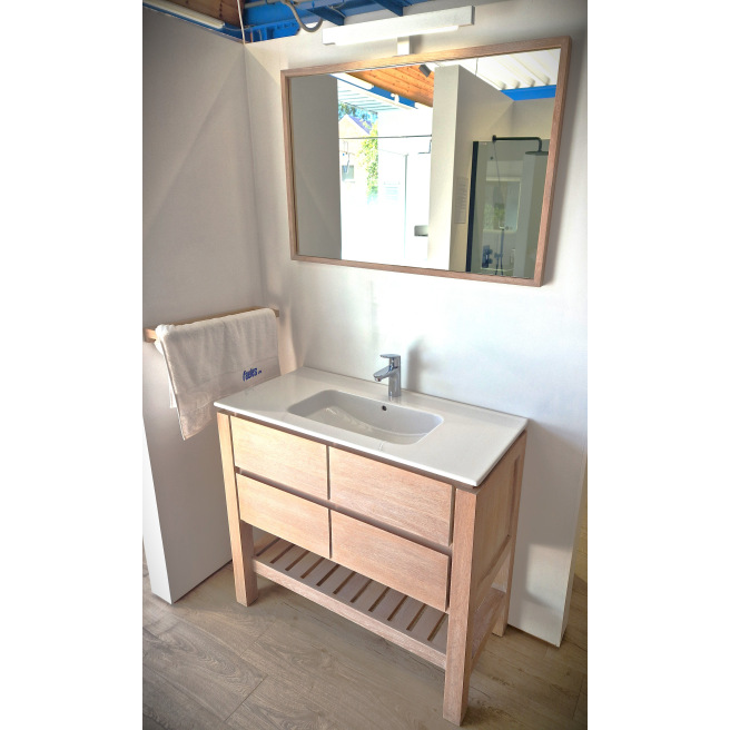 MEUBLE DE SALLE DE BAIN CHENE CERUSE LINE ART EASY 100cm