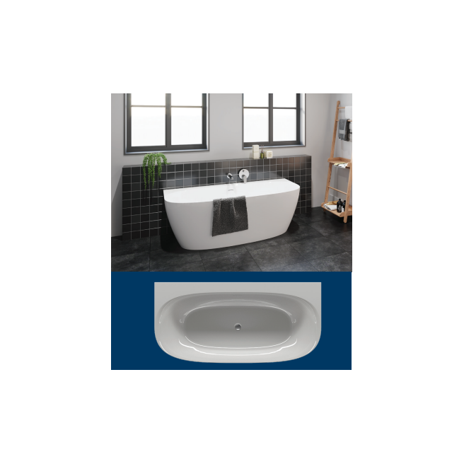 BAIGNOIRE SEMI-ILOT RIHO MODELE O B2W 170*80 BLANC MAT