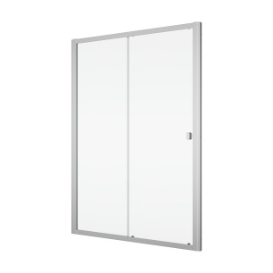 PORTE COULISSANTE 2 VOLETS RONAL ARELIA 190 X 120cm PROFILE CHROME VERRE TRANSPARENT