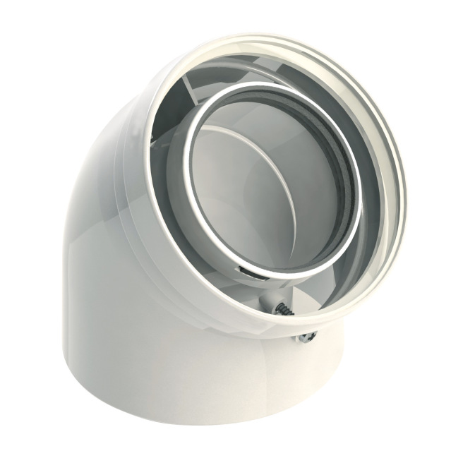 COUDE VENTOUSE PP/ALU EXPO INOX 45° 80/125