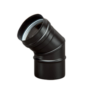 COUDE INOX SIMPLE PAROI NOIR POUR PELLET 45° 100