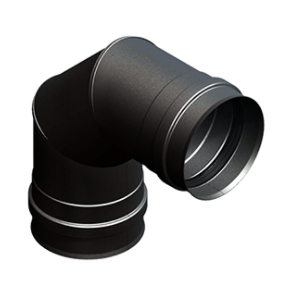 COUDE INOX SIMPLE PAROI NOIR POUR PELLET 90° 80